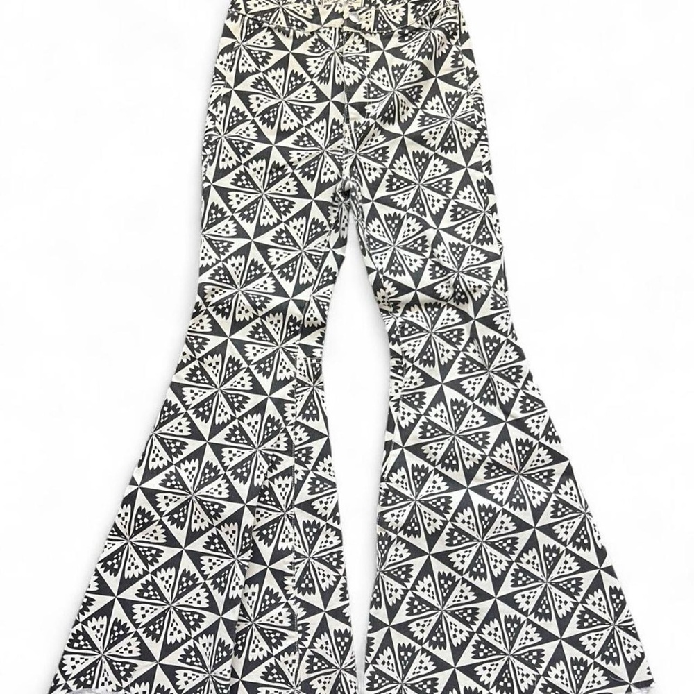 Free People Black and White Flare Jeans
